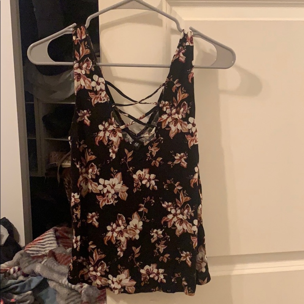 Black tank with floral design